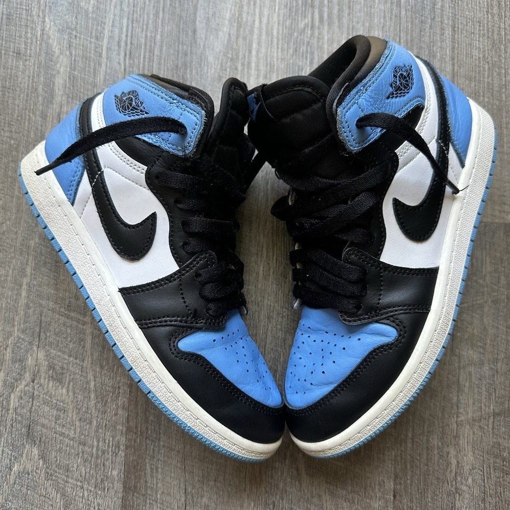 Air Jordan Retro 1 High OG UNC Toe Boys Size 3Y Blue/Black/White Good+ No Insole
